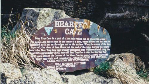 Beartrap Cave Sign