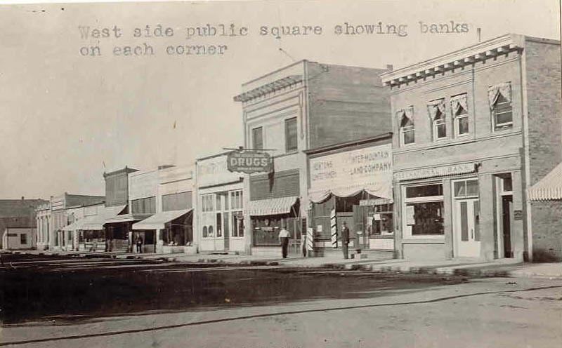 West side Rupert Square showing banks on each corner 